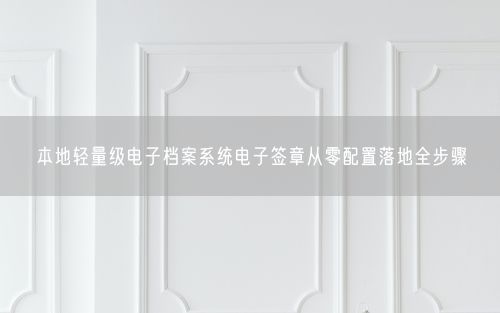 本地轻量级电子档案系统电子签章从零配置落地全步骤