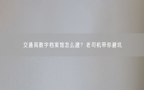 交通局数字档案馆怎么建？老司机带你避坑