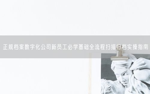 正规档案数字化公司新员工必学基础全流程扫描归档实操指南