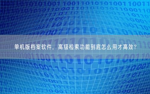 单机版档案软件,高级检索功能到底怎么用才高效?