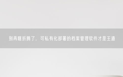 别再瞎折腾了，可私有化部署的档案管理软件才是王道