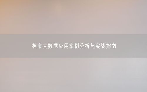 档案大数据应用案例分析与实战指南