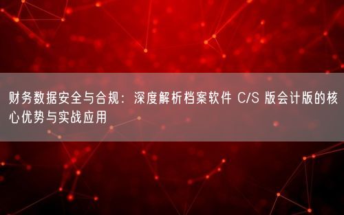财务数据安全与合规：深度解析档案软件 C/S 版会计版的核心优势与实战应用