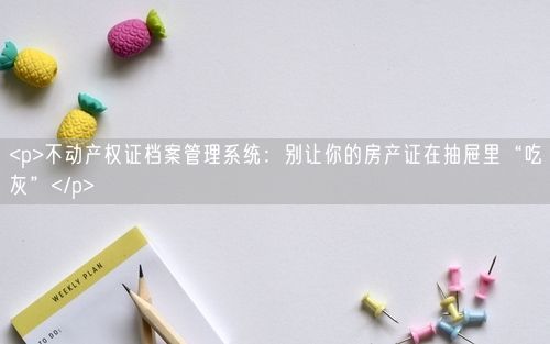 <p>不动产权证档案管理系统：别让你的房产证在抽屉里“吃灰”</p>
