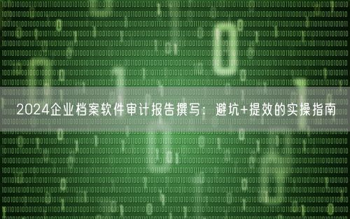 2024企业档案软件审计报告撰写：避坑+提效的实操指南