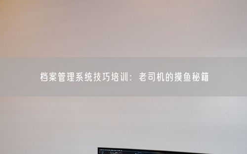 档案管理系统技巧培训：老司机的摸鱼秘籍