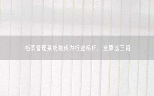 档案管理系统能成为行业标杆，全靠这三招