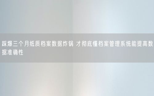 踩爆三个月纸质档案数据炸锅 才彻底懂档案管理系统能提高数据准确性