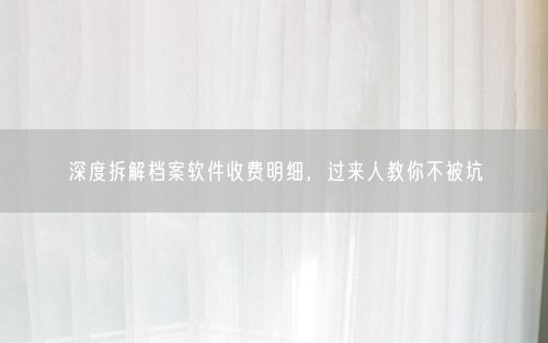 深度拆解档案软件收费明细，过来人教你不被坑