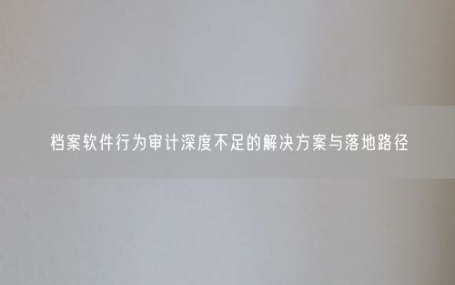 档案软件行为审计深度不足的解决方案与落地路径