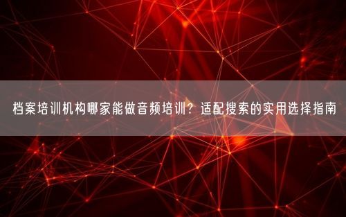 档案培训机构哪家能做音频培训？适配搜索的实用选择指南