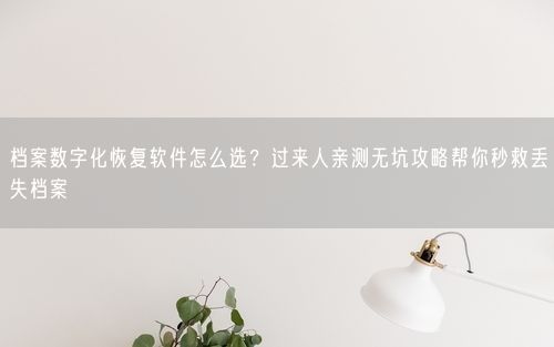 档案数字化恢复软件怎么选？过来人亲测无坑攻略帮你秒救丢失档案