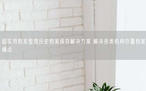 超实用档案整理历史档案保存解决方案 解决各类机构存量档案痛点