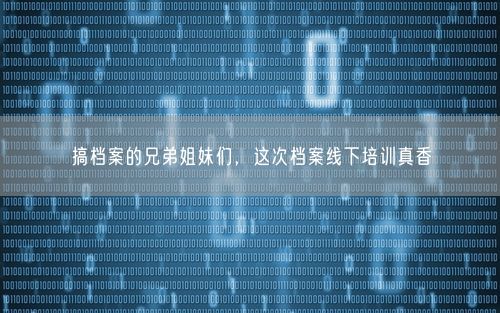 搞档案的兄弟姐妹们，这次档案线下培训真香