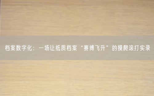 档案数字化：一场让纸质档案“赛博飞升”的摸爬滚打实录