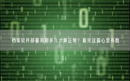 档案软件部署周期多久才算正常？看完这篇心里有数