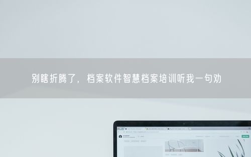 别瞎折腾了，档案软件智慧档案培训听我一句劝