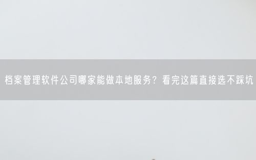档案管理软件公司哪家能做本地服务？看完这篇直接选不踩坑