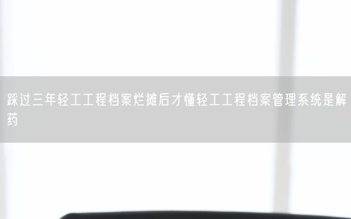 踩过三年轻工工程档案烂摊后才懂轻工工程档案管理系统是解药