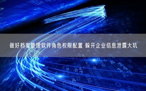 做好档案管理软件角色权限配置 躲开企业信息泄露大坑