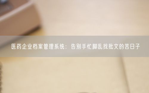 医药企业档案管理系统：告别手忙脚乱找批文的苦日子
