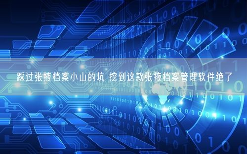 踩过张掖档案小山的坑 挖到这款张掖档案管理软件绝了