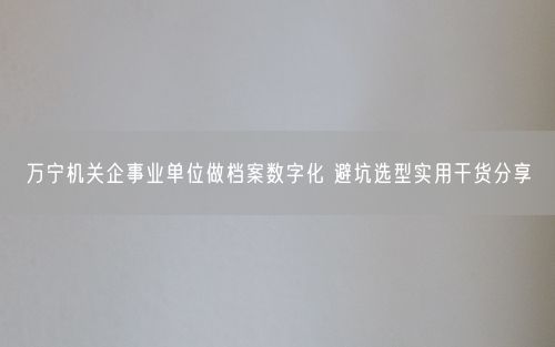 万宁机关企事业单位做档案数字化 避坑选型实用干货分享