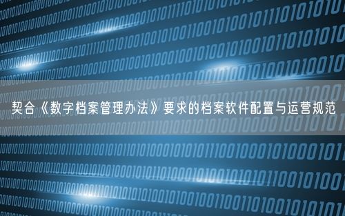 契合《数字档案管理办法》要求的档案软件配置与运营规范