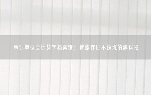 事业单位会计数字档案馆：管账存证不踩坑的黑科技
