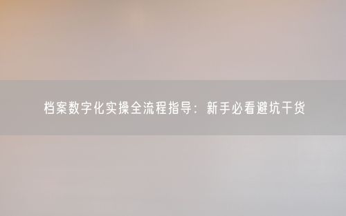 档案数字化实操全流程指导：新手必看避坑干货