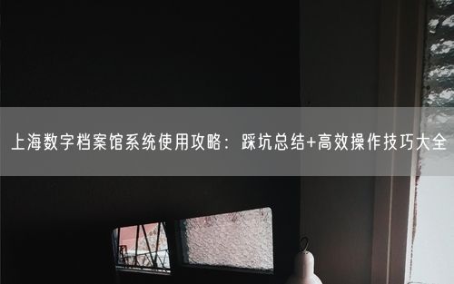上海数字档案馆系统使用攻略：踩坑总结+高效操作技巧大全
