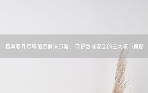 档案软件传输加密解决方案：守护数据安全的三大核心策略