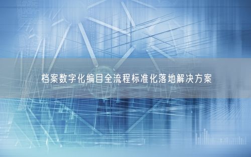 档案数字化编目全流程标准化落地解决方案