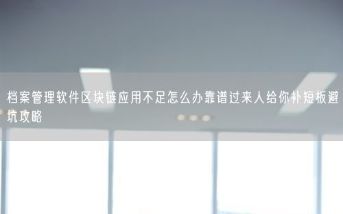 档案管理软件区块链应用不足怎么办靠谱过来人给你补短板避坑攻略
