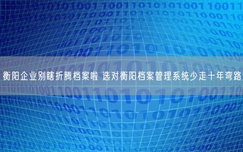 衡阳企业别瞎折腾档案啦 选对衡阳档案管理系统少走十年弯路