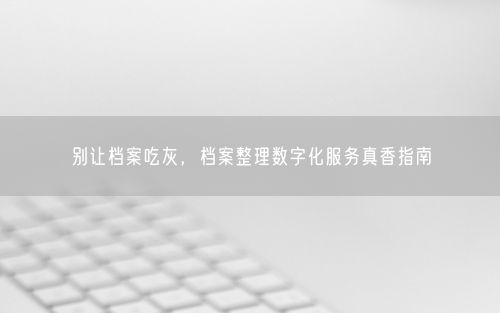 别让档案吃灰,档案整理数字化服务真香指南