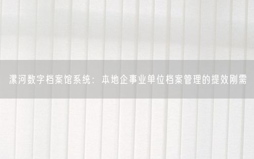 漯河数字档案馆系统：本地企事业单位档案管理的提效刚需