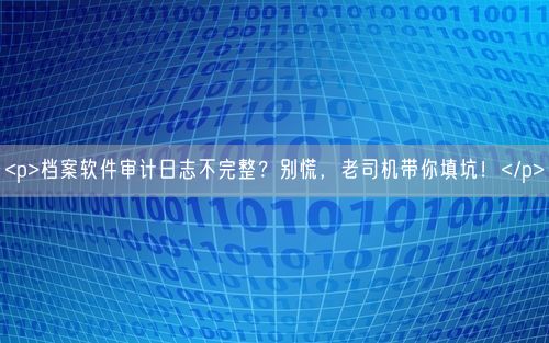 <p>档案软件审计日志不完整？别慌，老司机带你填坑！</p>