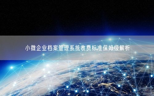 小微企业档案管理系统收费标准保姆级解析