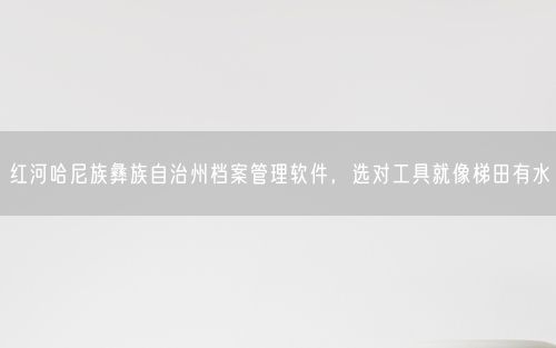 红河哈尼族彝族自治州档案管理软件，选对工具就像梯田有水