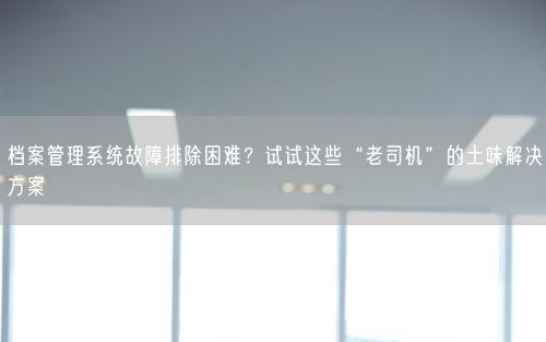 档案管理系统故障排除困难？试试这些“老司机”的土味解决方案