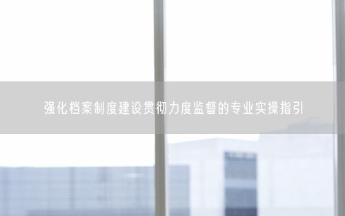 强化档案制度建设贯彻力度监督的专业实操指引