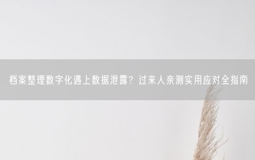 档案整理数字化遇上数据泄露？过来人亲测实用应对全指南