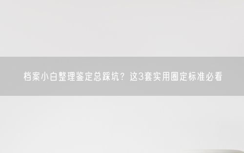 档案小白整理鉴定总踩坑？这3套实用圈定标准必看