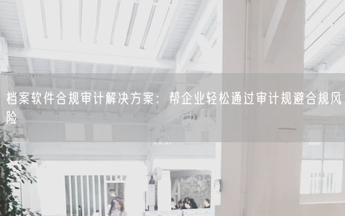 档案软件合规审计解决方案：帮企业轻松通过审计规避合规风险